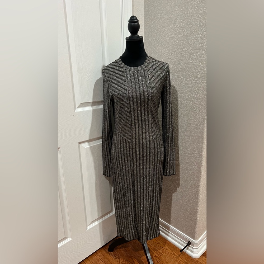 H&M Women's Sparkly Polyester Long Sleeve Dress Size M
